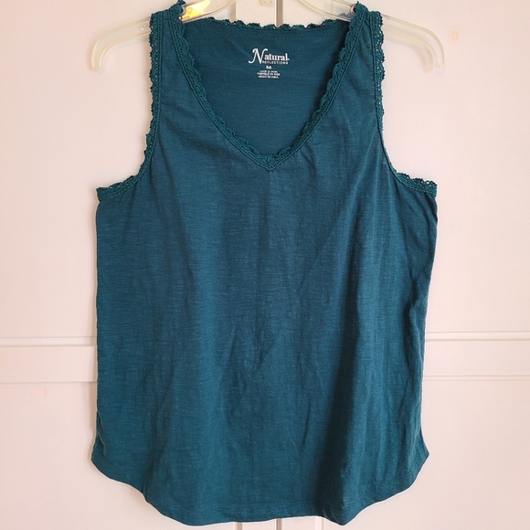 Natural Reflections Sz M Aqua Green Tank Top - Picture 1 of 5